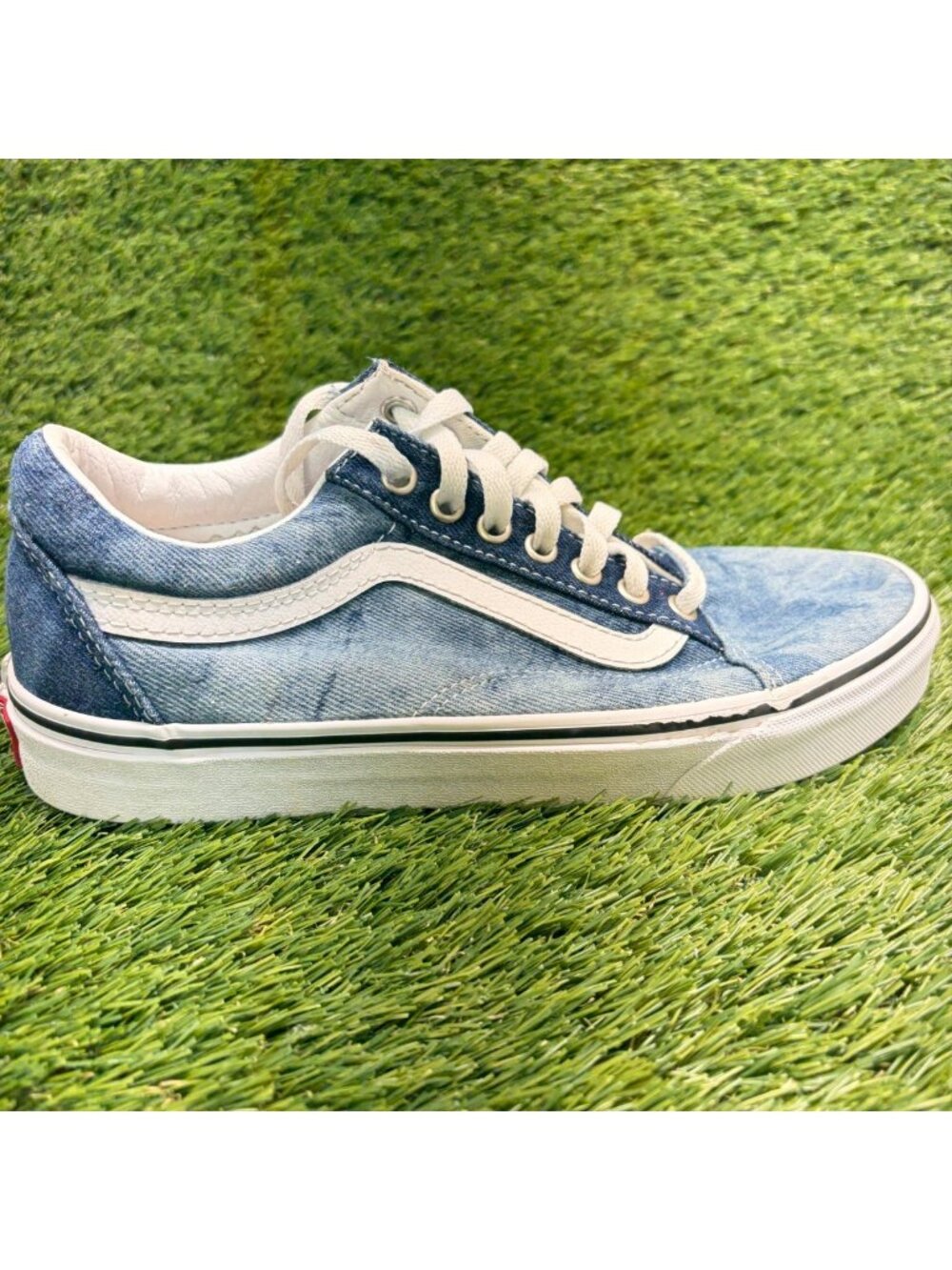 Vans Old Skool Acid Denim Blue Womens Size 9 Mens 7.5 Athletic Shoes Sneakers